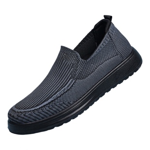 达官贵人透气防臭爸爸鞋中老年春季新款休闲单鞋一脚蹬软底网面鞋