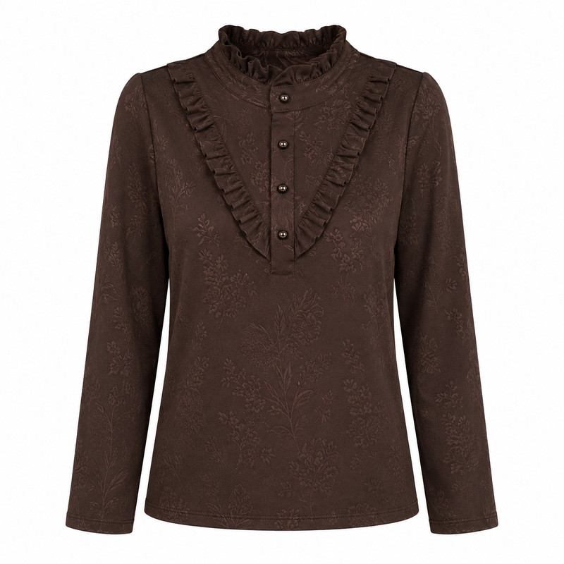 冬季薄绒木耳领妈妈打底T恤