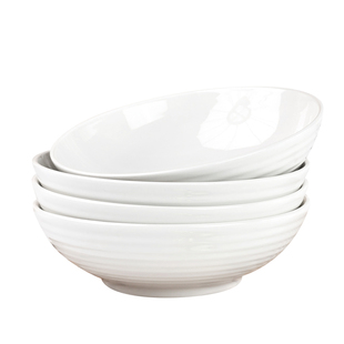 4/6个装纯白陶瓷盘子家用菜盘深盘圆形炒菜盘汤盘圆盘简约菜碟子