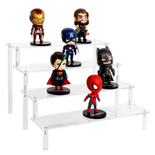 亚克力阶梯展示架直播间手办玩具盲盒收纳盒透明泡泡玛特陈列架桌面立牌摆件展示架首饰化妆品置物架鞋架定制