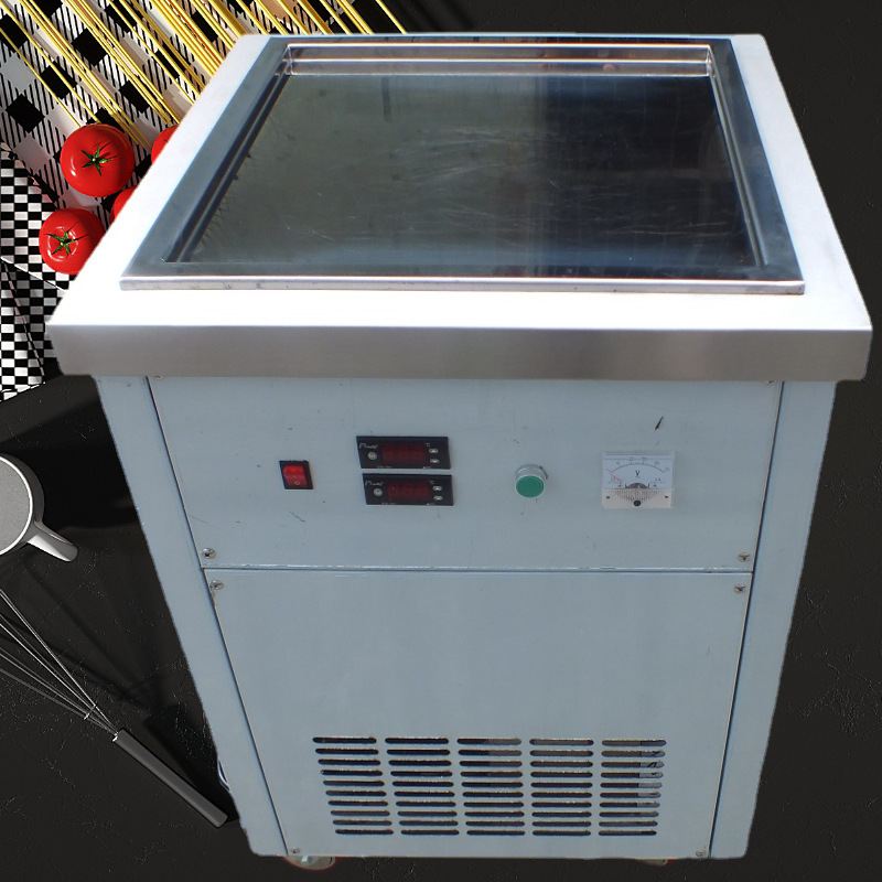 广州单圆锅鲜果炒冰机 现炒冰饮奶昔机器 商用创业型刨冰沙设备