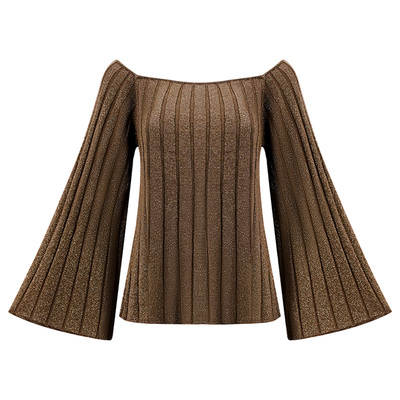 iSHOUYUE·焦糖玛奇朵针织一字肩上衣