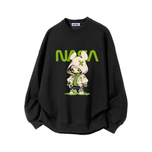 NASA STUSY美式高街2025新款秋冬装男款宽松情侣潮牌圆领加绒卫衣