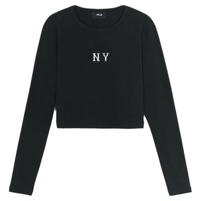 MLB官方 女款时尚百搭运动休闲修身短裤长袖T恤25秋冬新款TSB03