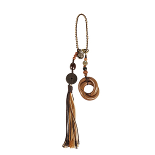 庙街文玩乾坤圈枣木挂件铜铃铛蝙蝠山鬼钱檀木流苏车挂包挂菩提子