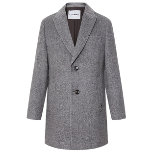 【含山羊绒】利郎奥莱 毛呢大衣男中长款翻领2025冬保暖男装外套