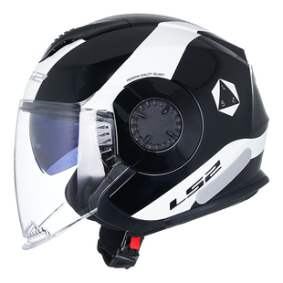 ls2半盔冬季摩托车双镜片头盔四分之三电动车复古3C四季男女OF570