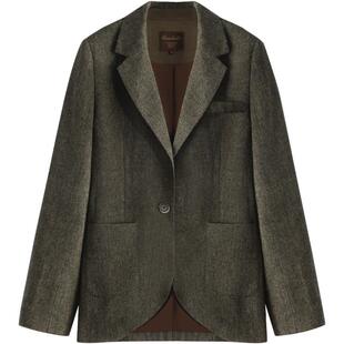 COCOBELLA老钱风精纺花纱羊毛正肩西装女春气质休闲外套SI7029