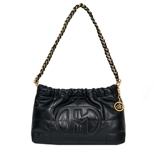 Hazzys哈吉斯简约黑色单肩包女士春夏季通勤手提包英伦风时尚包包