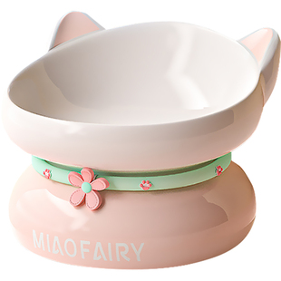 猫碗陶瓷猫咪食盆猫盆宠物狗碗水碗高脚斜口护颈猫粮碗猫饭盆饭碗