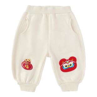 巴拉巴拉婴儿裤子女童加绒运动裤宝宝新年款长裤儿童新款拜年服小