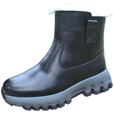 冬季纯羊毛棉靴男超轻防滑实心底