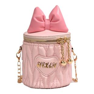 女童包包新款蝴蝶结水桶包洋气儿童可爱斜挎包女孩公主配饰零钱包