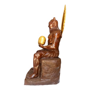 纯黄铜盘古大帝神像摆件家居供奉盘古开天地人文始祖铜像装饰寺庙