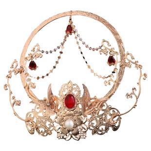 敦煌飞天圣女光环发冠古风汉服头饰古装靓女配饰供养光圈金环发饰