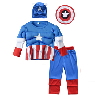 儿童美国队长cosplay万圣节Captain America正义联盟派对六一演出