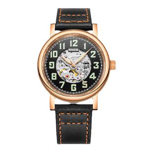 宾爵男士手表指挥官自动机械表防水强夜光大时标休闲时尚镂空腕表