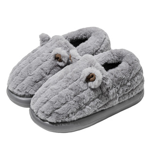 男士棉拖鞋包跟外穿冬季2025新款可爱卡通软厚底防滑加绒保暖棉鞋