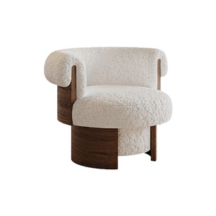 复古奶油风旋转单人沙发椅设计师极中古椅卧室休闲椅客厅懒人椅