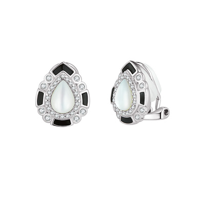 PEARLSTIGE水滴系列  水滴珐琅耳夹 冰晶耳钉轻奢高级