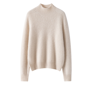 顶奢baby小山羊绒！半高领纯羊绒打底衫女秋冬季加厚保暖宽松毛衣