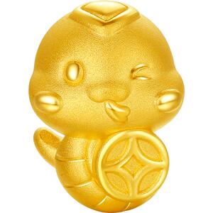 周六福黄金转运珠生肖蛇本命年3d硬金蛇年钱币财蛇定价红手绳手链