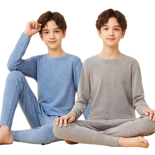 猫人儿童绒德保暖内衣套装男孩大童秋衣秋裤青少年初高中学生睡衣