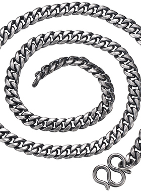 上尊足银男士项链扁银链