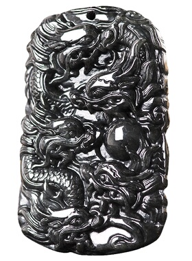 天然a货翡翠乌鸡种九龙护主挂件