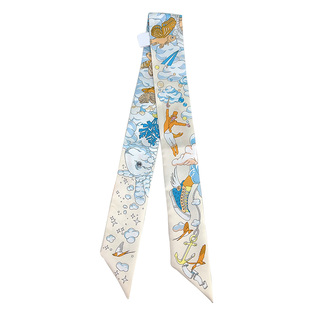 云间万象奶昔白色小丝巾真丝飘带绑包包手柄丝巾装饰手提包带配饰