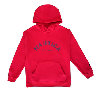 NAUTICA儿童红色卫衣一体绒2025新款男女童加厚加绒连帽年服外套