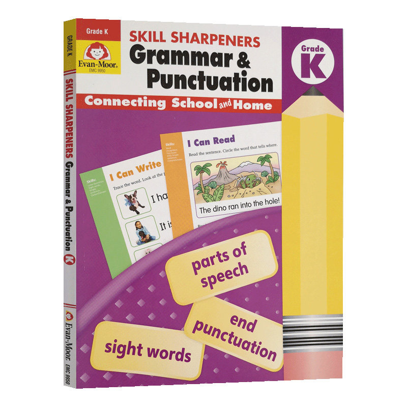 英文原版书 Skill Sharpeners, Grammar & Punctuation, Grade K技能铅笔刀语法与标点幼儿园大班美国儿童英语启蒙学习平装练习册