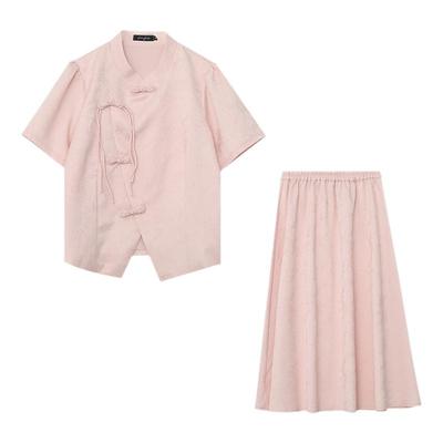 大码时尚套装国风上衣半裙两件套