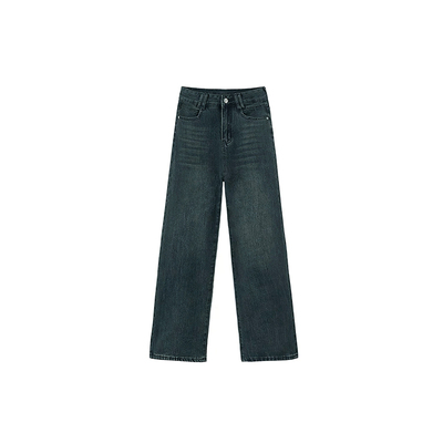 巨显瘦！蓝灰色直筒牛仔裤~