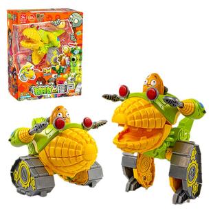 植物大战僵尸2变形机甲合体机器人仙人掌玉米加农炮座驾战将玩具