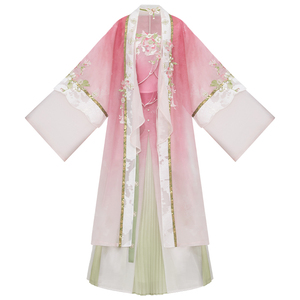 十三余小豆蔻儿[春台寻花]春日粉绿渐变褙子交领衫裥裙宋制汉服女