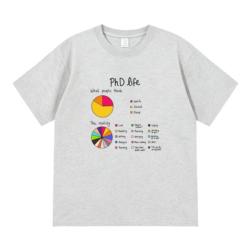PhD博士送礼物LIFE创意短袖男女同款纯棉印花T恤时尚潮流宽松潮