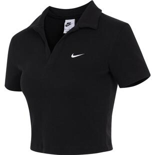 NIKE耐克女子Sportswear时尚翻领短款上衣短袖T恤DV7885-010