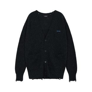 WE11DONE男女同款垃圾摇滚风针织开衫复古高街毛衣外套