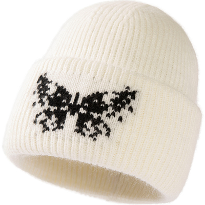 siggi保暖蝴蝶绣花毛线帽韩版