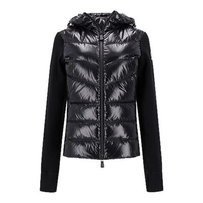 Moncler女士修身版薄款半羽绒鹅绒连帽拼接外套8G00018 80093 999