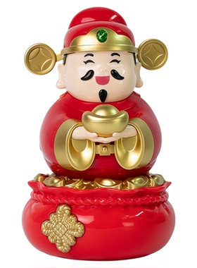 喜庆太阳能摇头财神爷五路财神自动点头招财礼品开业摆件车载家居