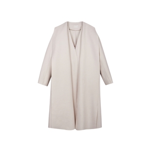 LESS冬季羊毛大衣女海军风可拆卸披肩长款双面毛呢外套2N0810970