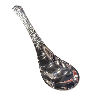 复古式锤点勺子不锈钢锤纹勺家用加厚餐勺儿童吃饭勺高颜值甜品勺