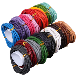 DIY全油边牛皮绳3MM粗手链项链材料配件韩国油皮3D硬金手工圆皮绳