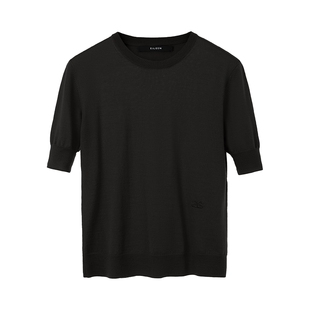 [朗姿奥莱]【意大利设计】朗姿纯羊毛针织衫短袖气质内搭上衣202