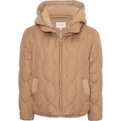 JESSIE几何绗线短款鸭绒连帽羽绒