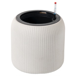 北欧风创意竖纹圆柱高筒花盆客厅商场室内不漏水懒人自吸水可储水