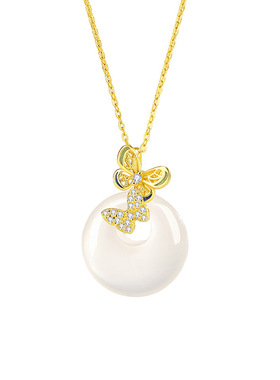 蝶恋平安扣项链女款S925纯银轻奢