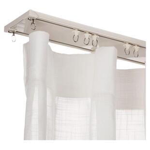 致尚超薄连体双轨道窗帘轨道杆静音内开飘窗滑道顶装打孔 定制